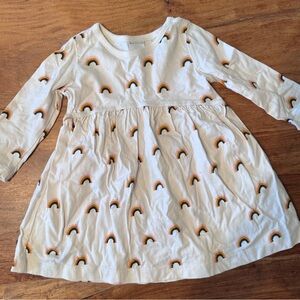 Hanna Andersson White Dress with Rainbow Pattern